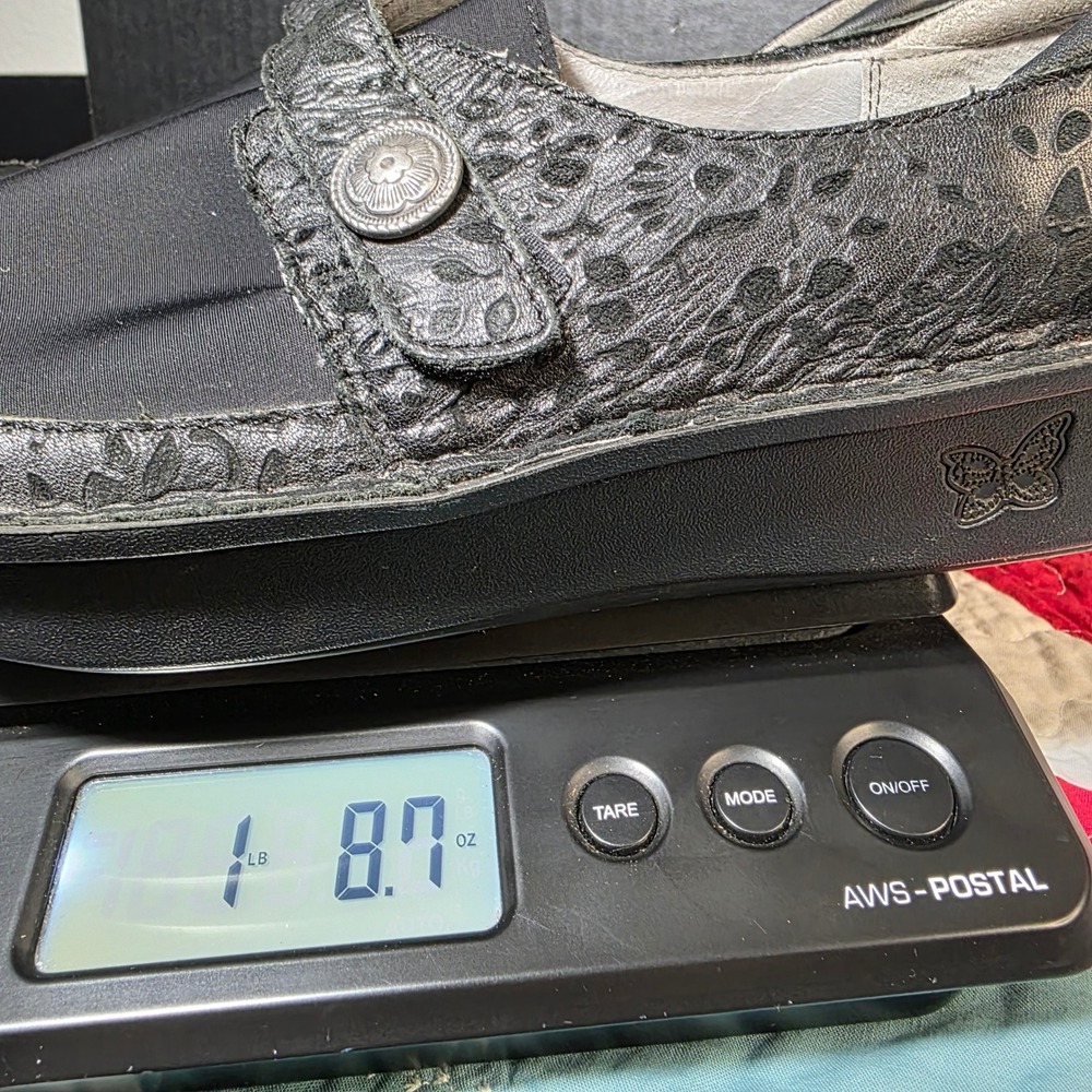 Alegria Dayna Professional Clogs Women 40 9-9.5 Black Floral Embossed Leather - Picture 10 of 10